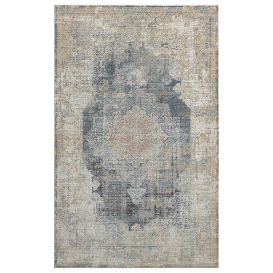 8' x 10' Beige and Gray Medallion Area Rug