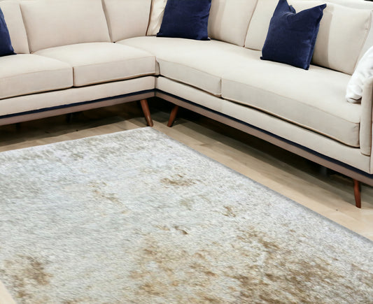 8' x 11' Beige Shag Hand Tufted Area Rug