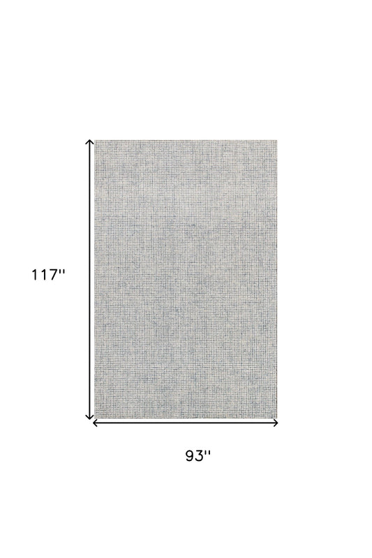 8' x 10' Blue and Ivory Wool Abstract Hand Tufted Area Rug