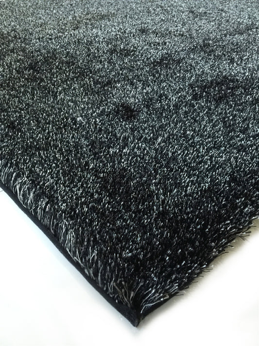 2' x 3' Black Shag Hand Tufted Area Rug