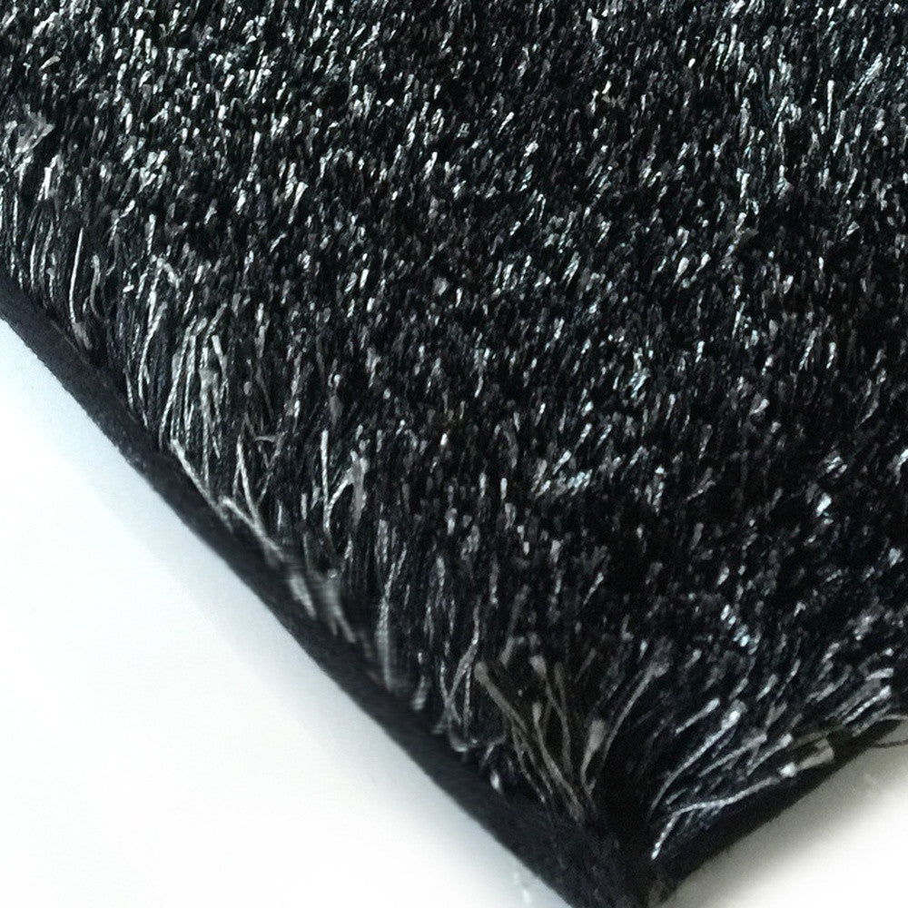 2' x 3' Black Shag Hand Tufted Area Rug