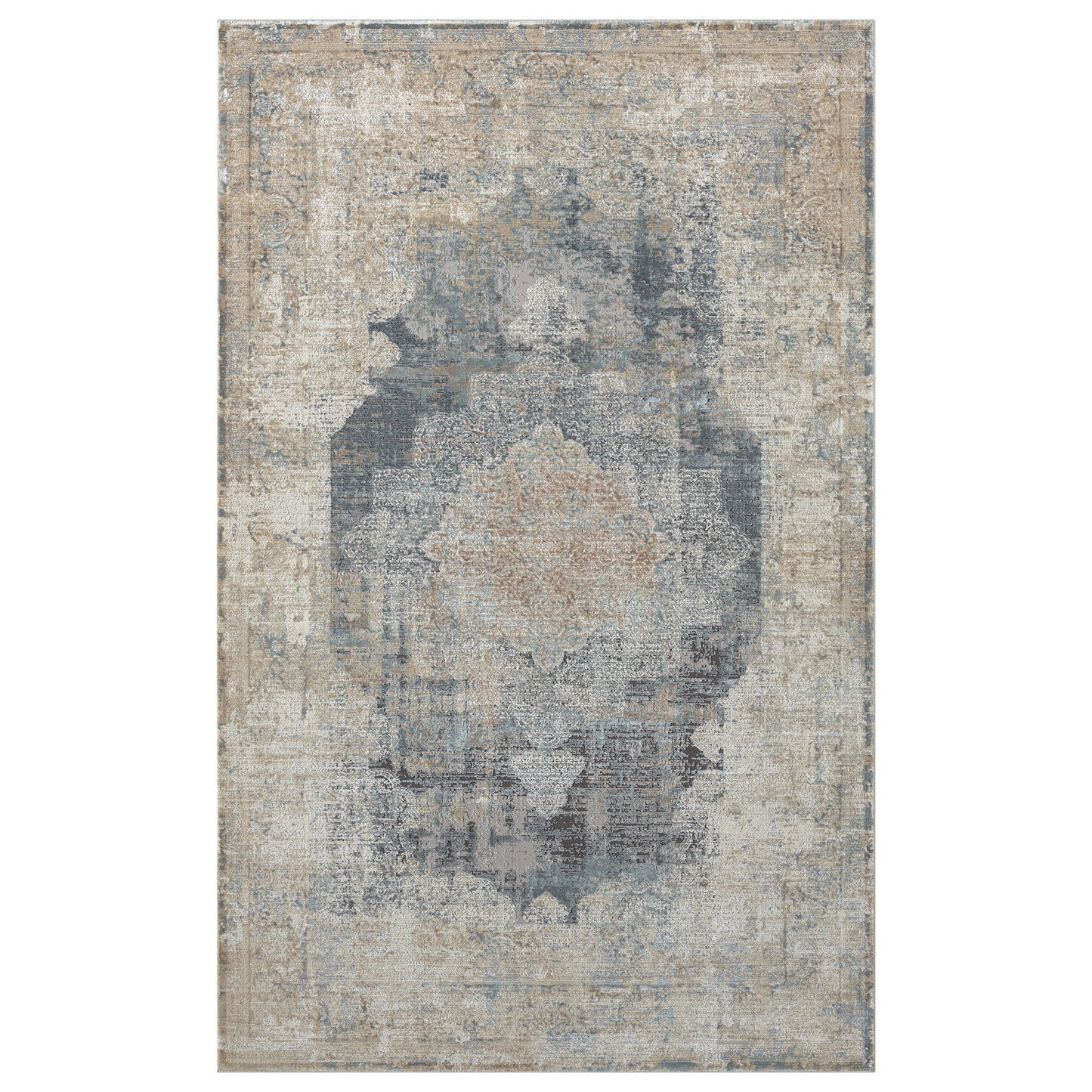 5' x 8' Beige and Gray Medallion Area Rug