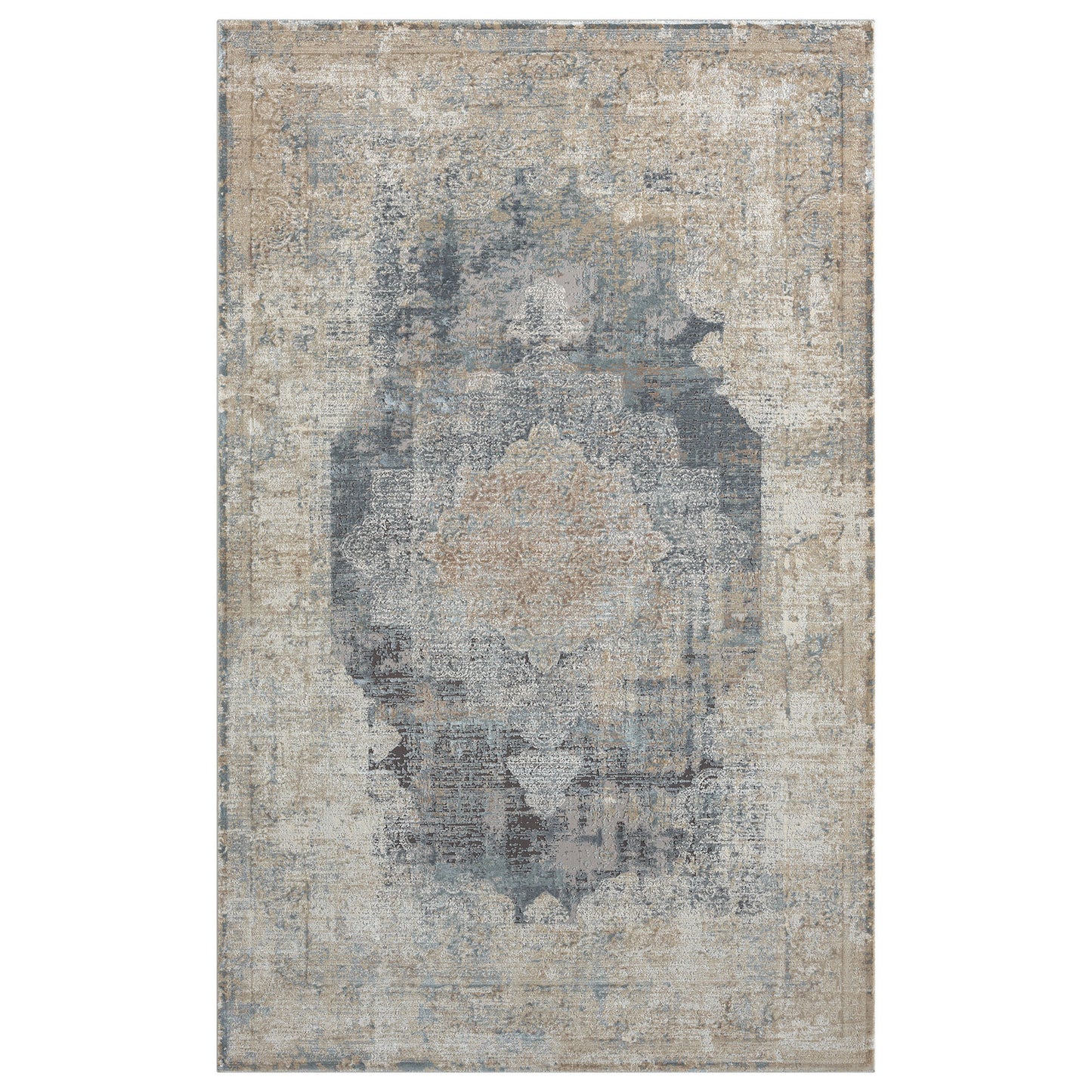 5' x 8' Beige and Gray Medallion Area Rug