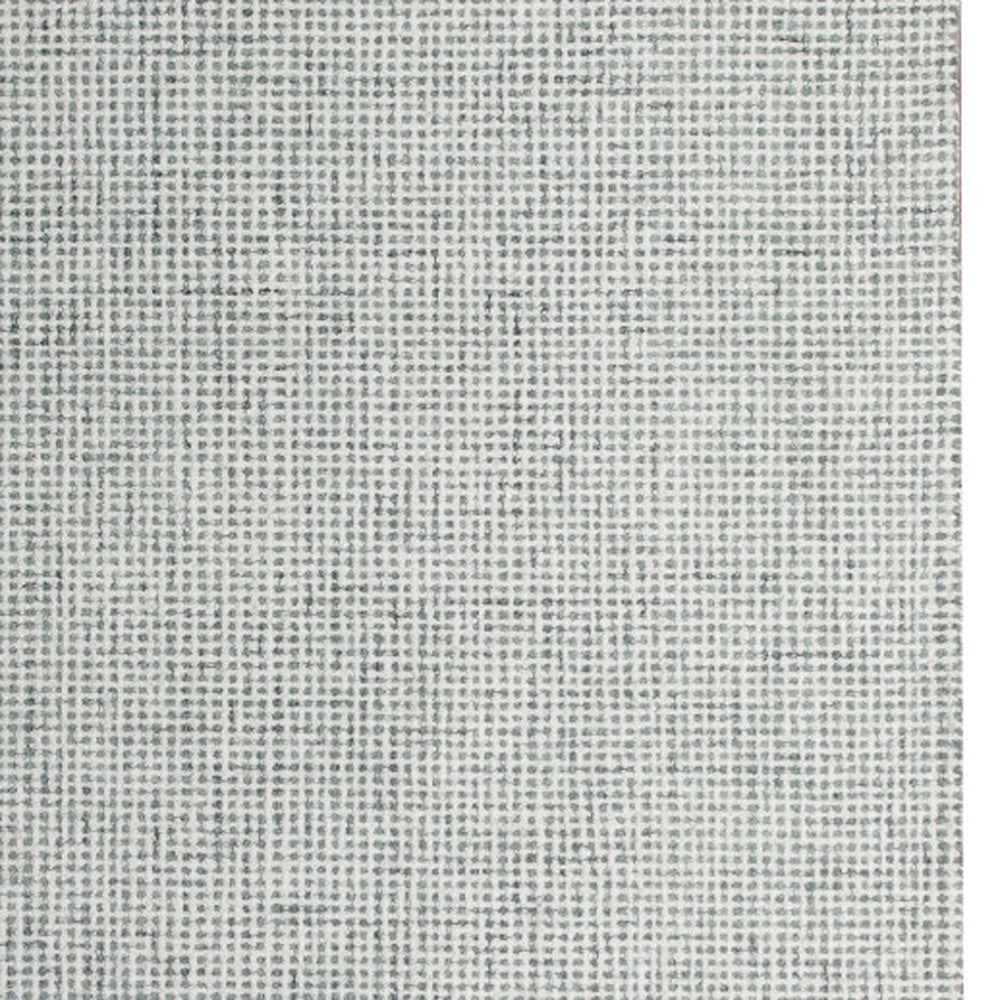 9' x 12' Green and Ivory Wool Checkered Hand Tufted Area Rug