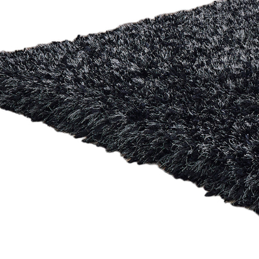 5' x 7' Black Shag Hand Tufted Area Rug
