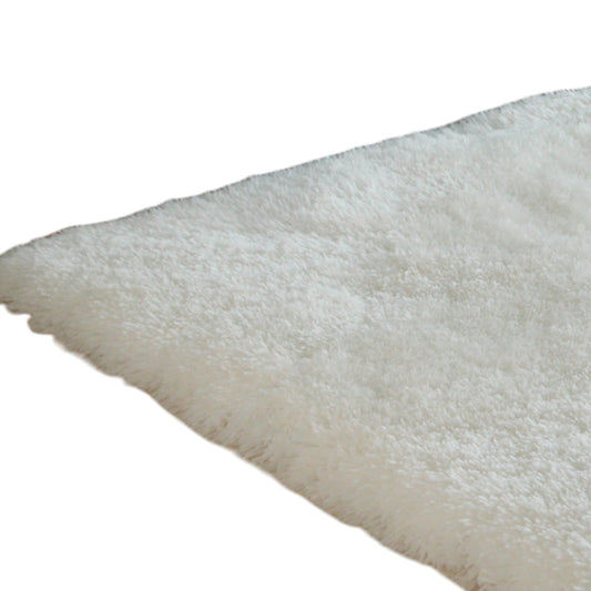 5' x 7' White Shag Hand Tufted Area Rug