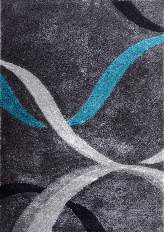 5' x 7' Gray and Silver Shag Hand Tufted Area Rug