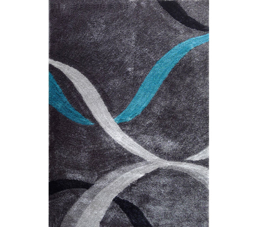 5' x 7' Gray and Silver Shag Hand Tufted Area Rug