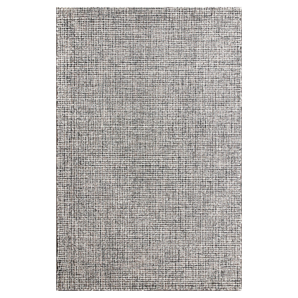 10' x 14' Gray and Ivory Wool Checkered Hand Tufted Area Rug