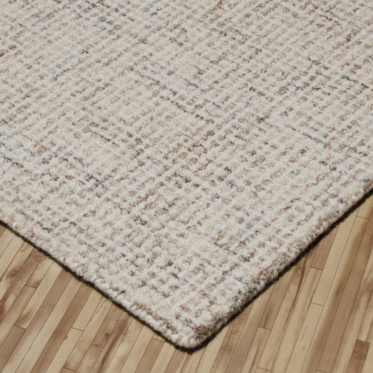 8' x 10' Beige and Brown Wool Abstract Hand Tufted Area Rug