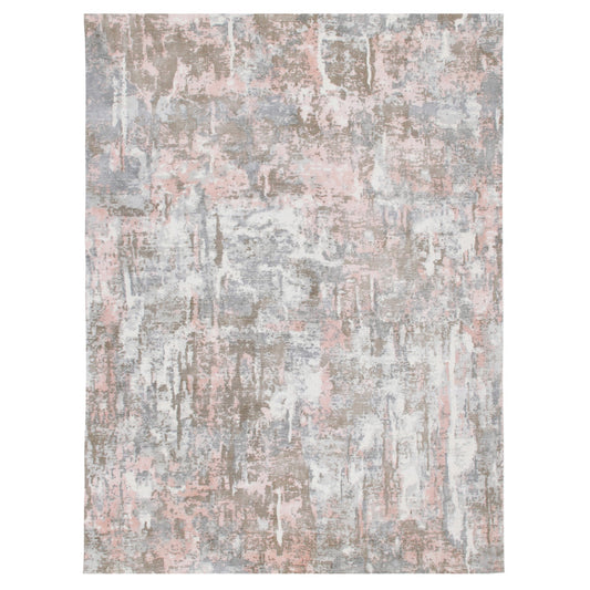 2' x 3' Gray and Pink Abstract Hand Loomed Area Rug