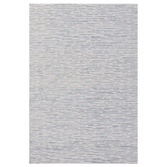 10' x 14' Ivory and Blue Wool Striped Hand Tufted Area Rug
