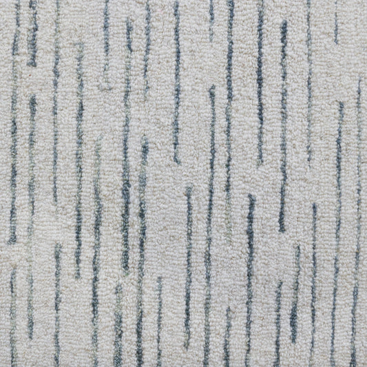 10' x 14' Ivory and Blue Wool Striped Hand Tufted Area Rug
