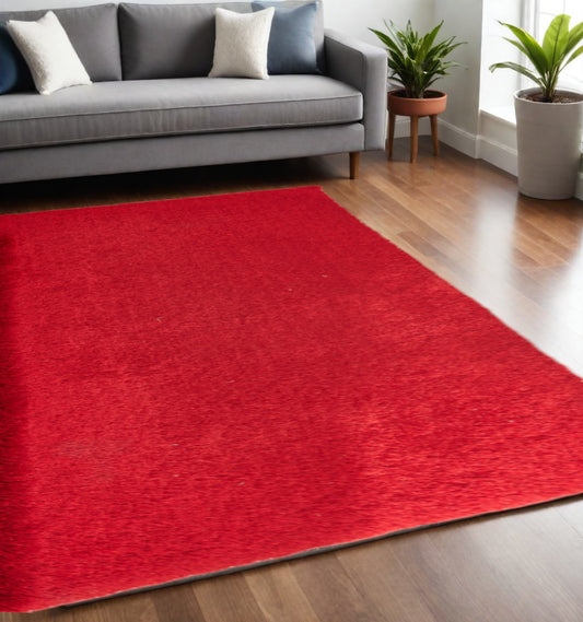5' x 7' Red Shag Hand Tufted Area Rug