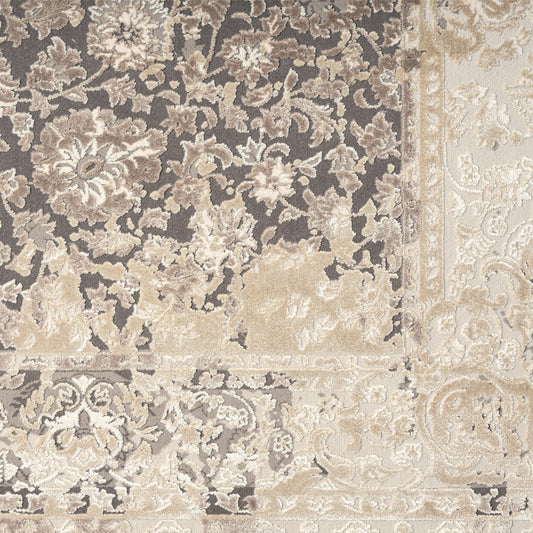 2' x 3' Gray and Ivory Floral Area Rug
