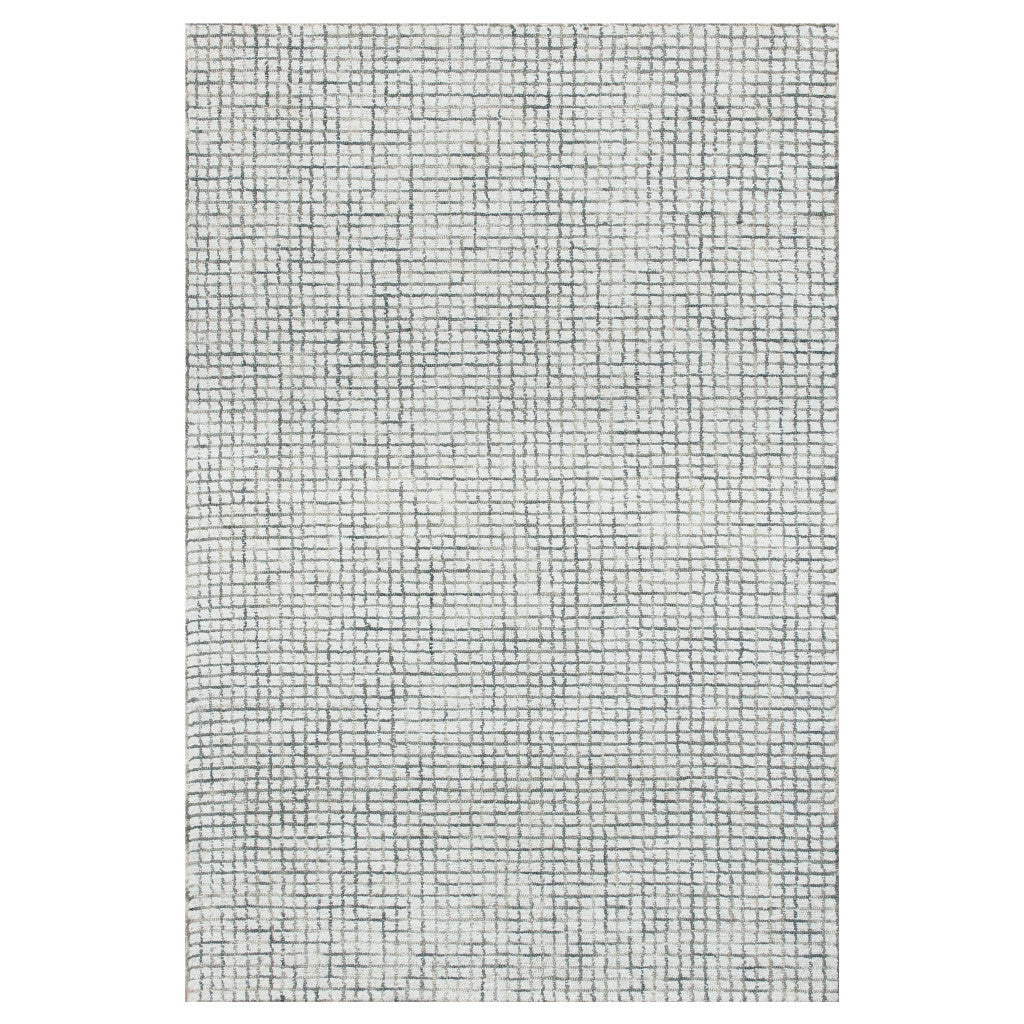 10' x 14' Gray and Ivory Wool Checkered Hand Hooked Area Rug