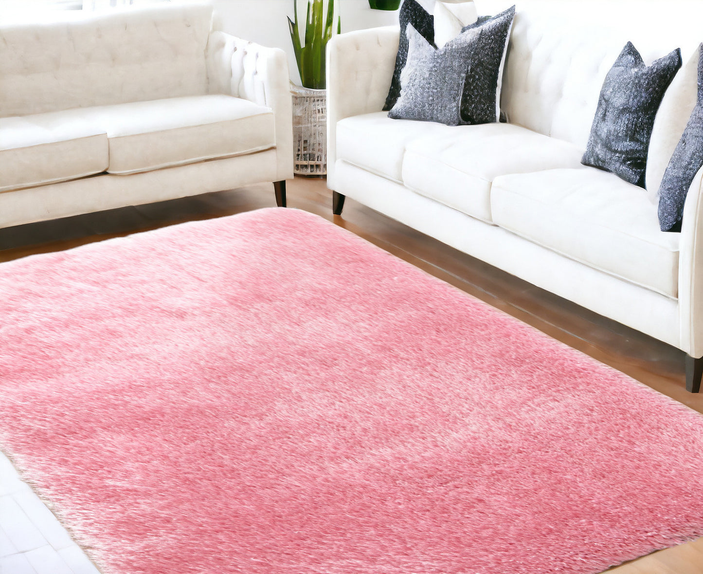 5' x 7' Pink Shag Hand Tufted Area Rug