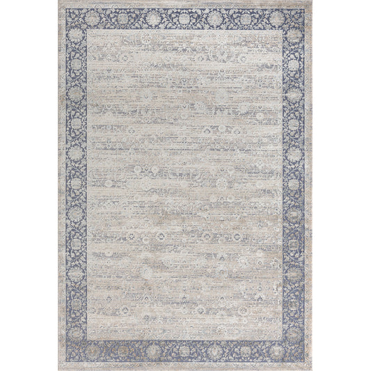 5' x 8' Blue and Beige Floral Area Rug