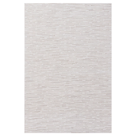 10' x 14' Beige and Ivory Wool Striped Hand Tufted Area Rug