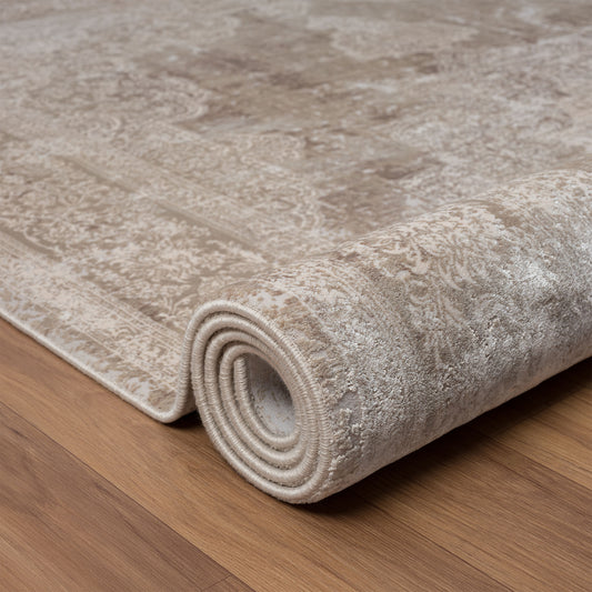 12' x 15' Beige and Ivory Medallion Area Rug