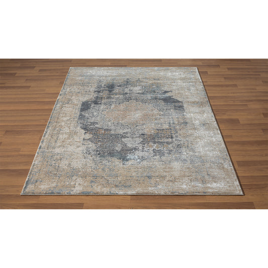9' x 12' Beige and Gray Medallion Area Rug
