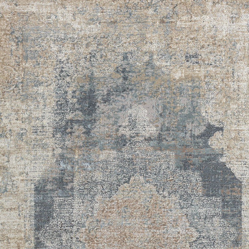 9' x 12' Beige and Gray Medallion Area Rug