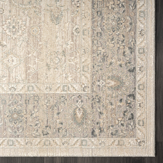 5' x 8' Beige and Ivory Floral Area Rug