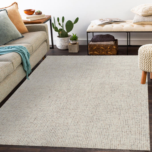 8' Runner Beige and Brown Wool Abstract Hand Tufted Runner Rug