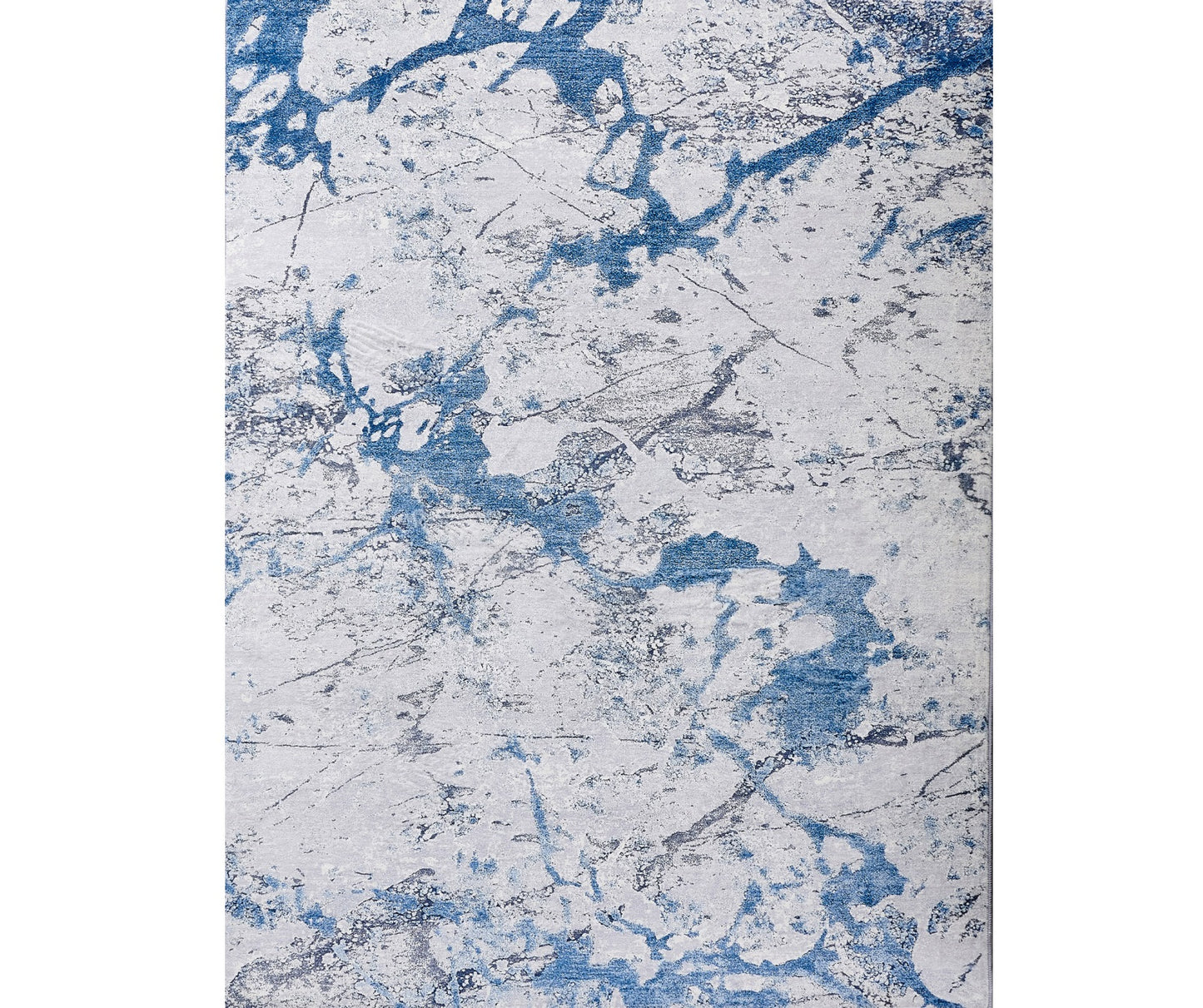 6' x 9' Blue and Silver Abstract Printed Washable Non Skid Area Rug