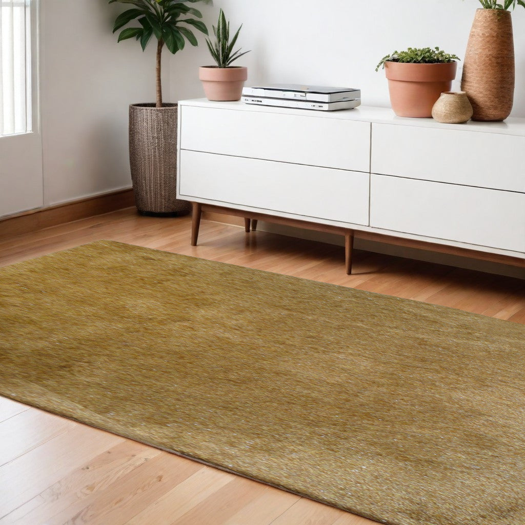 8' x 11' Gold Shag Hand Tufted Area Rug