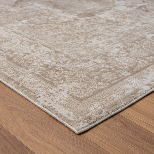 5' x 8' Beige and Ivory Medallion Area Rug