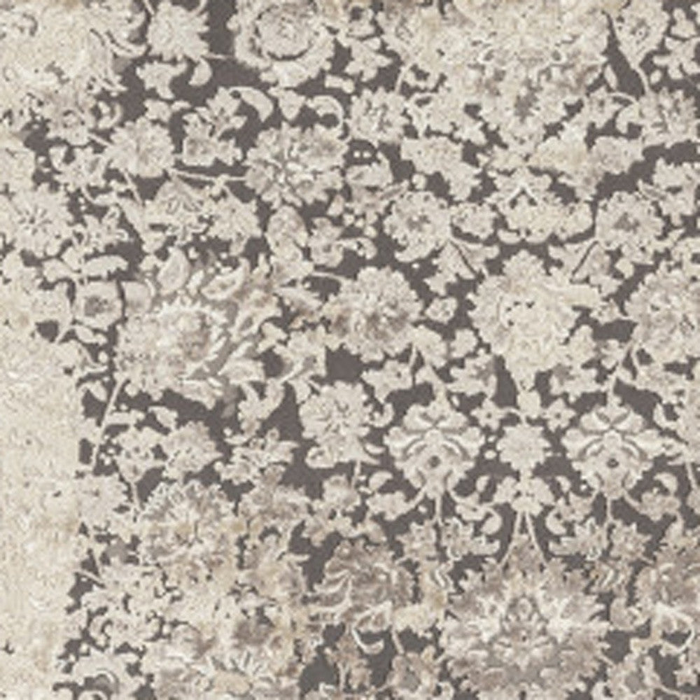 8' x 10' Gray and Ivory Floral Area Rug