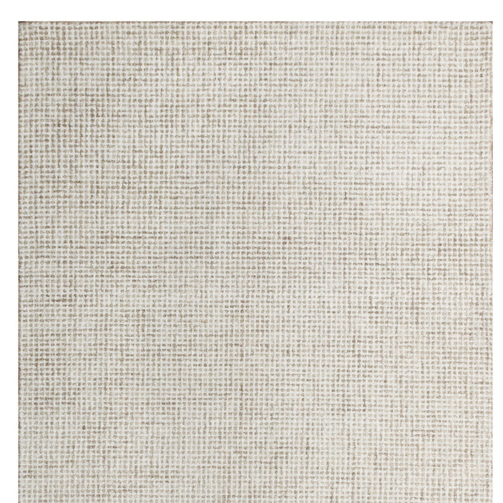 9' x 12' Beige and Ivory Wool Checkered Hand Tufted Area Rug