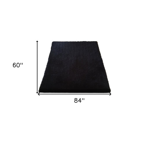 5' x 7' Black Shag Hand Tufted Area Rug