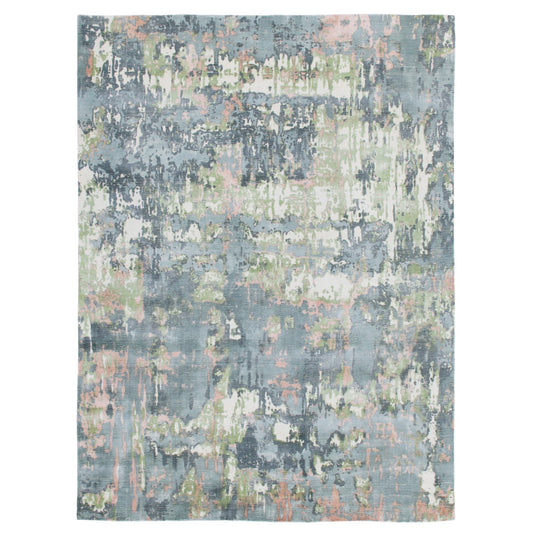 2' x 3' Gray and Yellow Abstract Hand Loomed Area Rug