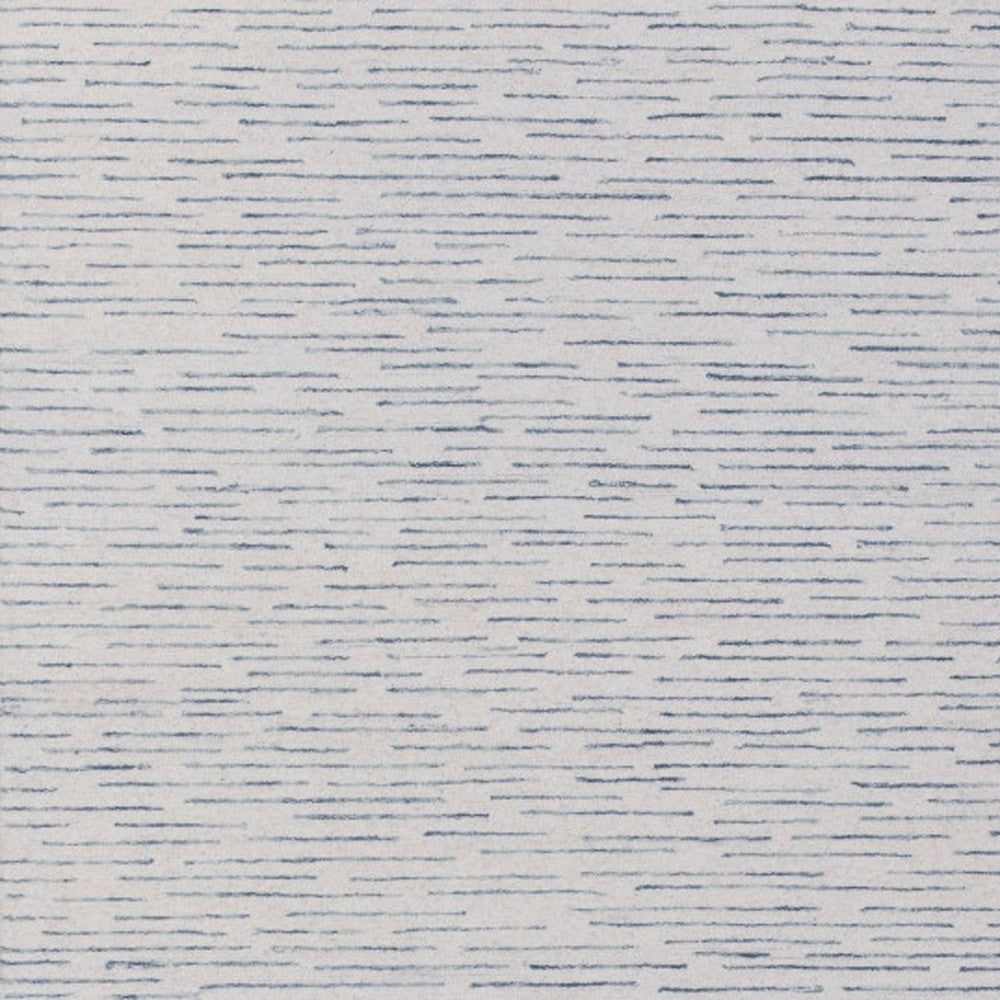 9' x 12' Ivory and Blue Wool Striped Hand Tufted Area Rug