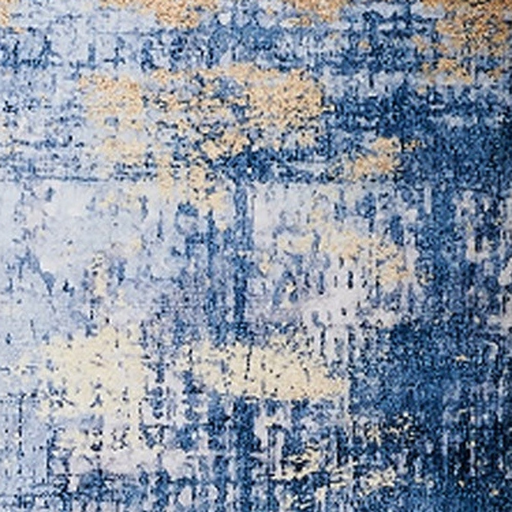 2' x 3' Blue and Gold Abstract Printed Washable Non Skid Area Rug