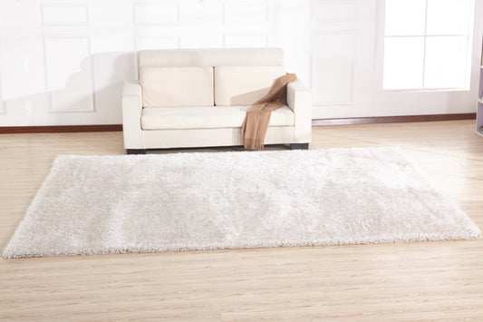 5' x 7' White Shag Hand Tufted Area Rug