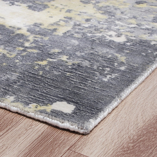 8' x 10' Gray and Yellow Abstract Hand Loomed Area Rug