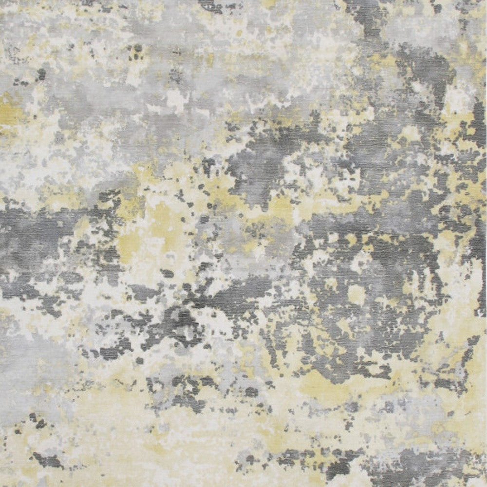8' x 10' Gray and Yellow Abstract Hand Loomed Area Rug