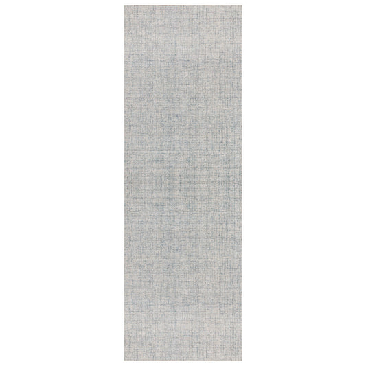 8' Runner Blue and Ivory Wool Abstract Hand Tufted Runner Rug