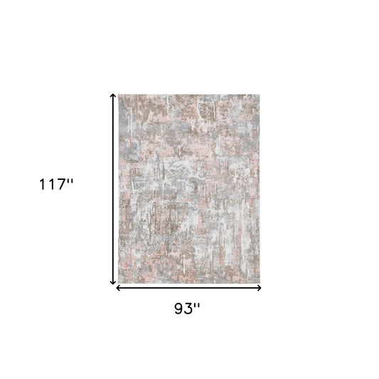 8' x 10' Gray and Pink Abstract Hand Loomed Area Rug