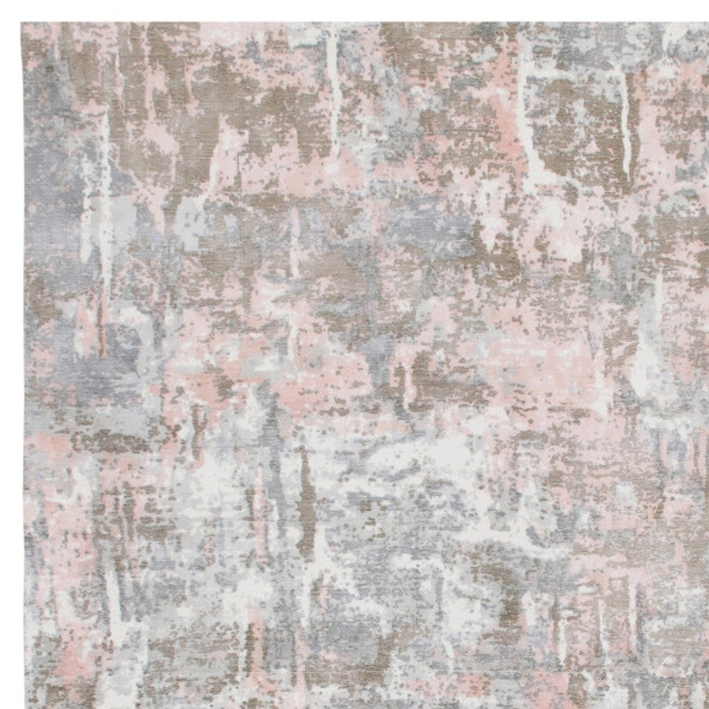 8' x 10' Gray and Pink Abstract Hand Loomed Area Rug