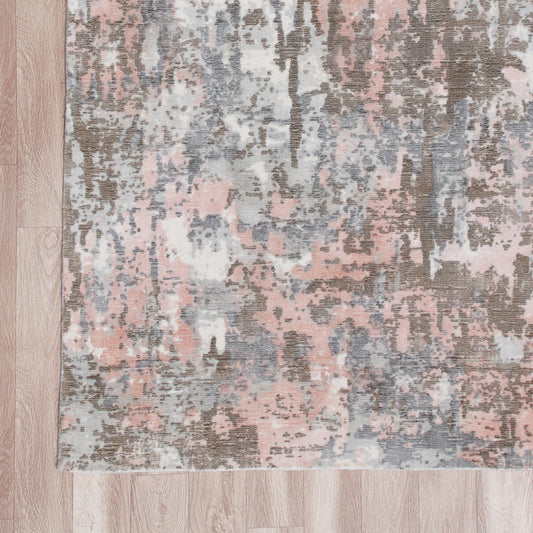 6' x 9' Gray and Pink Abstract Hand Loomed Area Rug