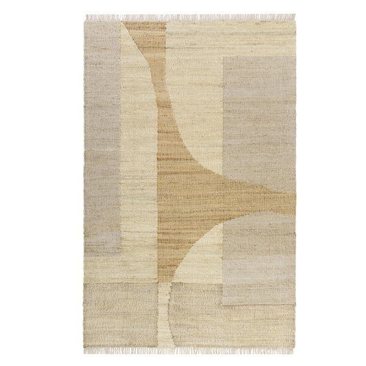 10' x 14' Natural and Ivory Abstract Hand Woven Area Rug