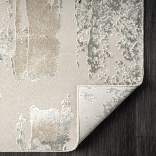 5' x 8' Blue and Beige Abstract Area Rug