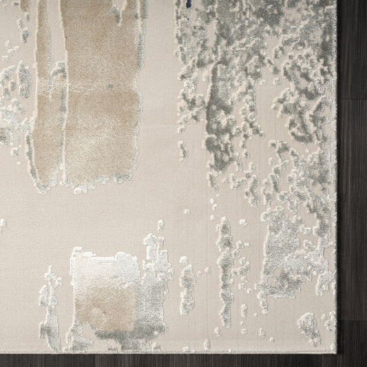 5' x 8' Blue and Beige Abstract Area Rug