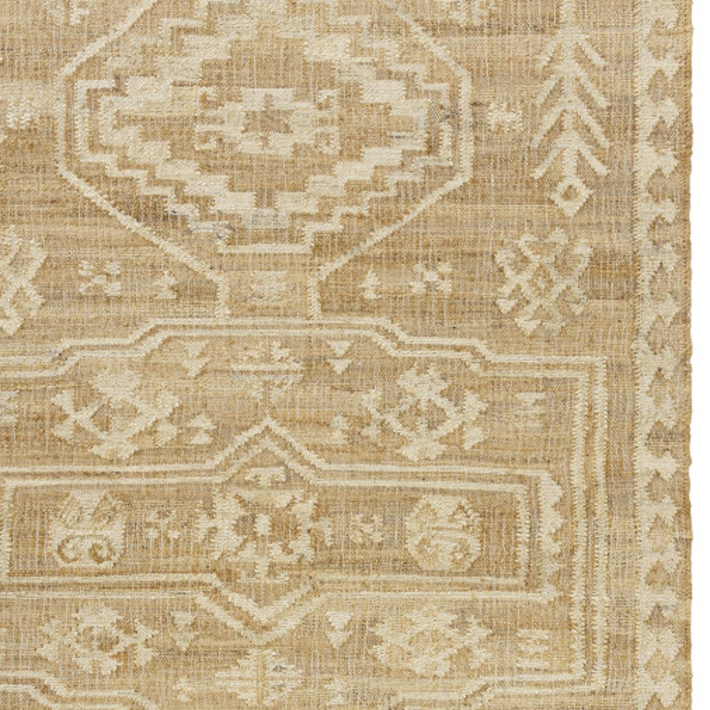8' x 10' Natural and Ivory Medallion Hand Woven Area Rug