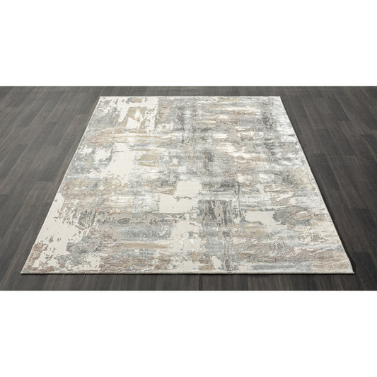 2' x 3' Gray and Beige Abstract Area Rug