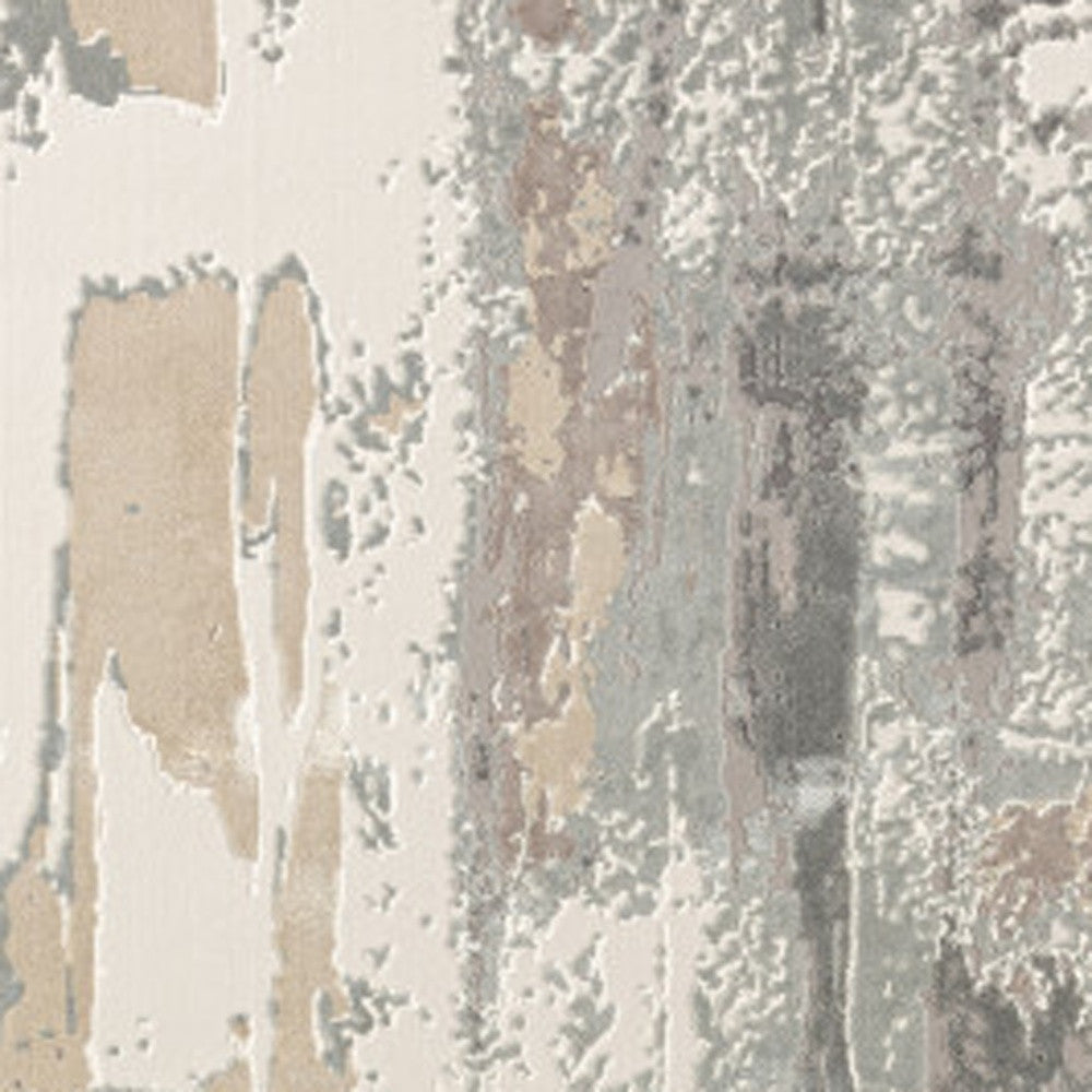 2' x 3' Gray and Beige Abstract Area Rug